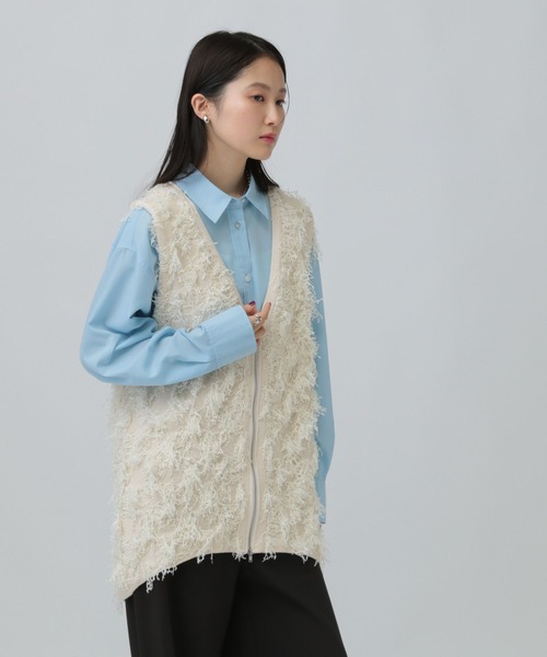 LEPSIM（レプシィム）の「フリンジWZIPベストチュニック　640632（ベスト・レディース・ブラウン/グレー/アイボリー・FREE）」の5枚目の写真