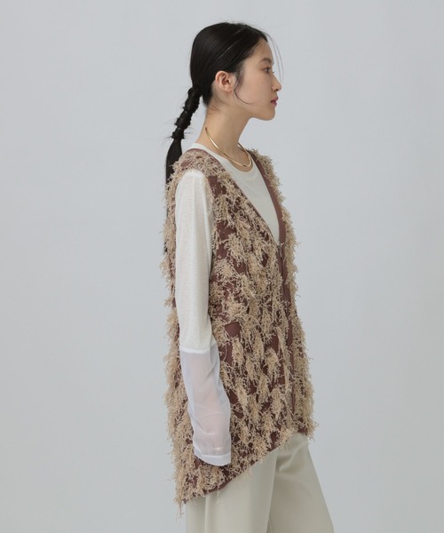 LEPSIM（レプシィム）の「フリンジWZIPベストチュニック　640632（ベスト・レディース・ブラウン/グレー/アイボリー・FREE）」の8枚目の写真