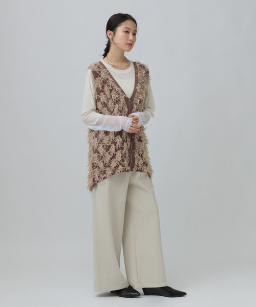 LEPSIM（レプシィム）の「フリンジWZIPベストチュニック　640632（ベスト・レディース・ブラウン/グレー/アイボリー・FREE）」の10枚目の写真