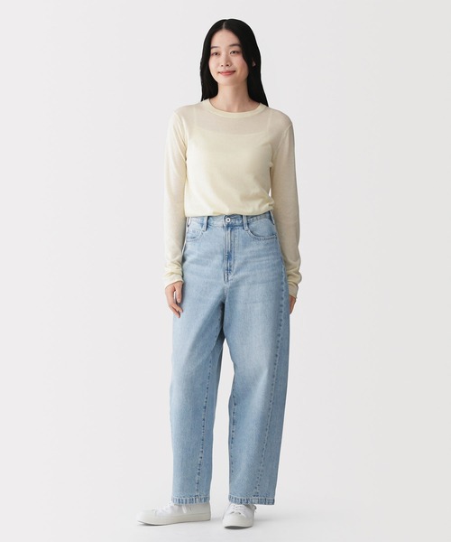 無印良品（ムジルシリョウヒン）の「婦人　木の実から作ったカポック混　デニムコクーンパンツ（デニムパンツ・レディース・ライトブルー/ダークネイビー/ネイビー・S/M/L/XL）」の4枚目の写真