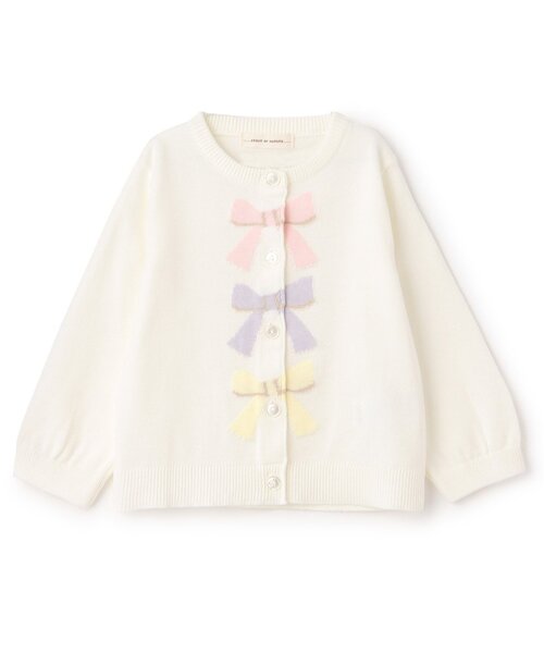 sense of wonder（センスオブワンダー）の「リボンインターシャカーディガン（カーディガン/ボレロ・キッズ・ピンク/オフホワイト・120-130cm/100-110cm/80-90cm）」の2枚目の写真