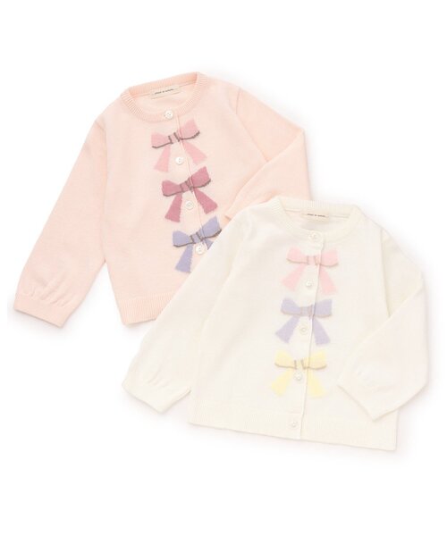sense of wonder（センスオブワンダー）の「リボンインターシャカーディガン（カーディガン/ボレロ・キッズ・ピンク/オフホワイト・120-130cm/100-110cm/80-90cm）」の8枚目の写真