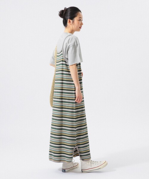 BEAMS BOY（ビームスボーイ）の「マルチボーダー ワンピース（ワンピース・レディース・オレンジ/ピンク/グリーン・ONE SIZE）」の4枚目の写真