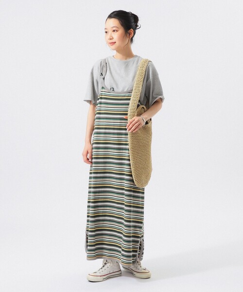 BEAMS BOY（ビームスボーイ）の「マルチボーダー ワンピース（ワンピース・レディース・オレンジ/ピンク/グリーン・ONE SIZE）」の5枚目の写真