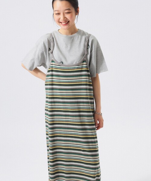 BEAMS BOY（ビームスボーイ）の「マルチボーダー ワンピース（ワンピース・レディース・オレンジ/ピンク/グリーン・ONE SIZE）」の6枚目の写真