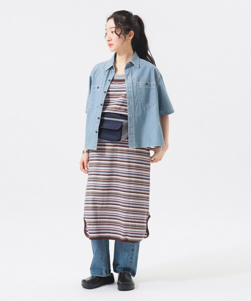 BEAMS BOY（ビームスボーイ）の「マルチボーダー ワンピース（ワンピース・レディース・オレンジ/ピンク/グリーン・ONE SIZE）」の7枚目の写真