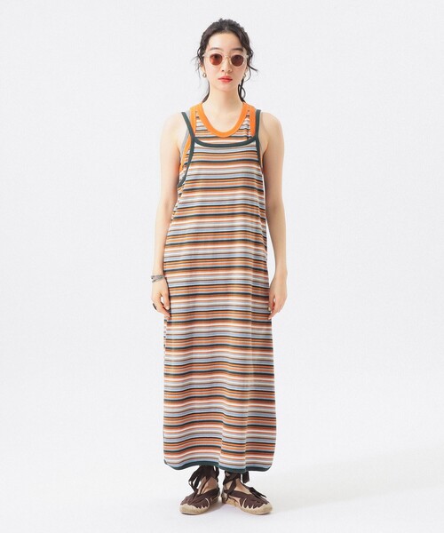 BEAMS BOY（ビームスボーイ）の「マルチボーダー ワンピース（ワンピース・レディース・オレンジ/ピンク/グリーン・ONE SIZE）」の11枚目の写真