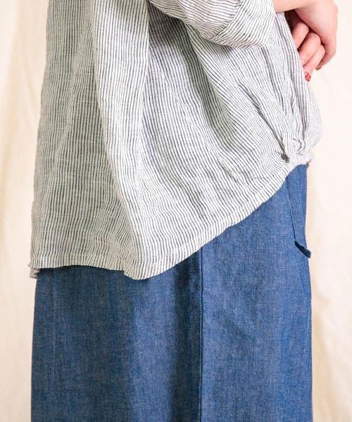 Brocante（ブロカント）の「[Brocante / ブロカント] リネンガーゼストライプ バロンシャツ（シャツ/ブラウス・レディース・グレー系その他・2）」の12枚目の写真
