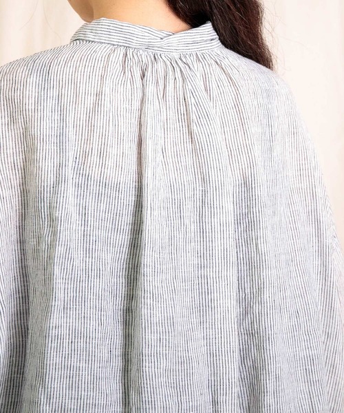 Brocante（ブロカント）の「[Brocante / ブロカント] リネンガーゼストライプ バロンシャツ（シャツ/ブラウス・レディース・グレー系その他・2）」の13枚目の写真