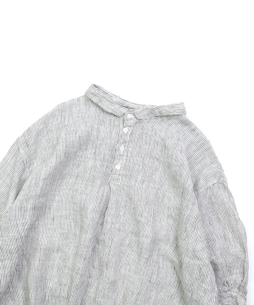 Brocante（ブロカント）の「[Brocante / ブロカント] リネンガーゼストライプ バロンシャツ（シャツ/ブラウス・レディース・グレー系その他・2）」の14枚目の写真