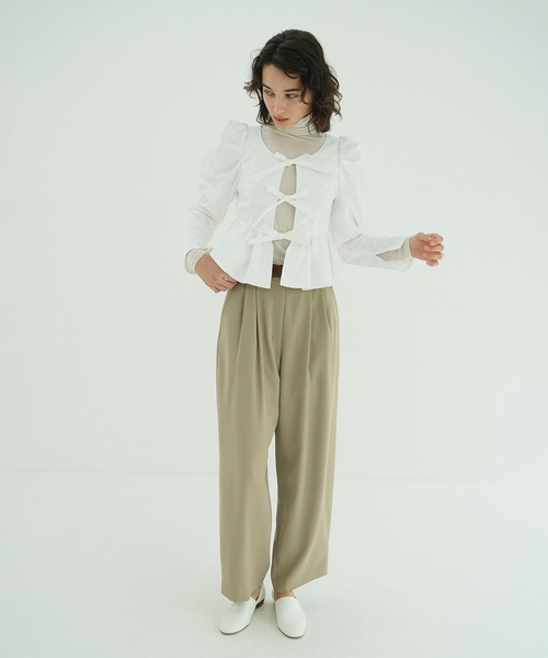 シャツ+ブラウス(長袖+七分) CLANE SHORT PEPLUM RIBBON TOPS SHORT PEPLUM RIBBON TOPS｜TOPS(トップス)｜CLANE OFFICIAL ONLINE STORE