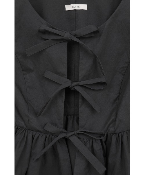 CLANE(クラネ)の「SHORT PEPLUM RIBBON TOPS(シャツ/ブラウス・レディース・ホワイト/ブラック・2/1)」の5枚目の写真