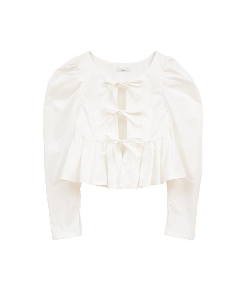 シャツ+ブラウス(長袖+七分) CLANE SHORT PEPLUM RIBBON TOPS SHORT PEPLUM RIBBON TOPS（シャツ/ブラウス）｜CLANE（クラネ）の