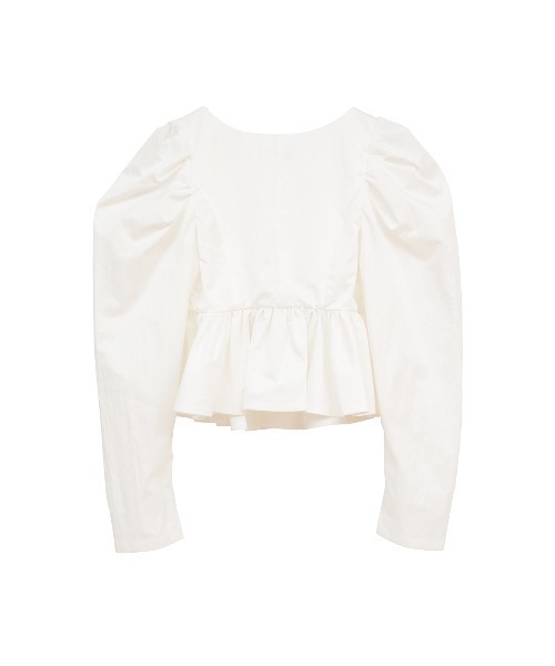 CLANE(クラネ)の「SHORT PEPLUM RIBBON TOPS(シャツ/ブラウス・レディース・ホワイト/ブラック・2/1)」の8枚目の写真