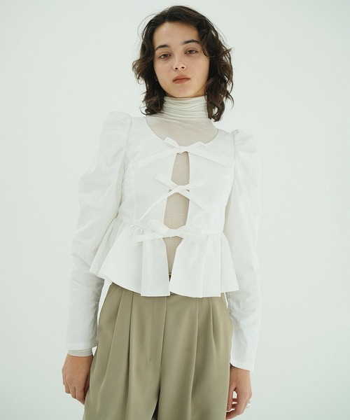 SHORT PEPLUM RIBBON TOPS（シャツ/ブラウス）｜CLANE（クラネ）の 