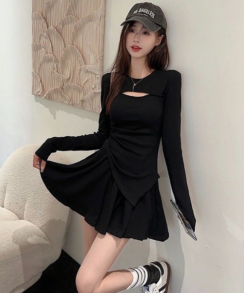 CANVAS+(キャンバスプラス)の「【CANVAS+】レイヤード風トップス×ショートパンツSET(セットアップ・レディース・モカ/ブラック・M)」の13枚目の写真