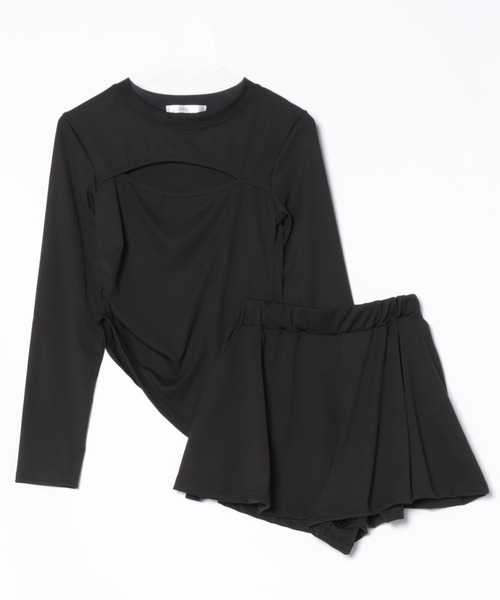 CANVAS+(キャンバスプラス)の「【CANVAS+】レイヤード風トップス×ショートパンツSET(セットアップ・レディース・モカ/ブラック・M)」の10枚目の写真