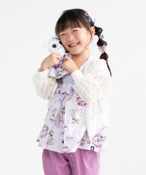 nino(ニノ)の「シアーフリル ZIPジャケット(その他アウター・キッズ・ライトブルー/ホワイト・150cm/140cm/130cm)」の2枚目の写真