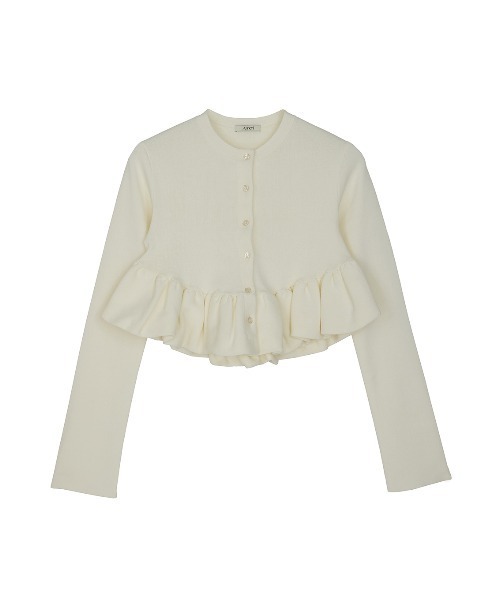 Ameri（アメリ）の「COMPACT BALLOON PEPLUM KNIT CARDIGAN（カーディガン/ボレロ・レディース・ブルー/ブラック/ホワイト・SMALL/MEDIUM）」の19枚目の写真