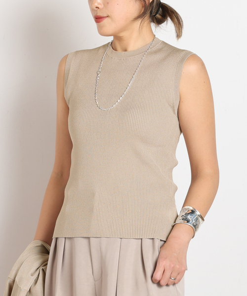 AP STUDIO（エーピーストゥディオ）の「Demure ノースリーブニット（ニット/セーター・レディース・ベージュ/キャメル/ブラック・FREE）」の2枚目の写真