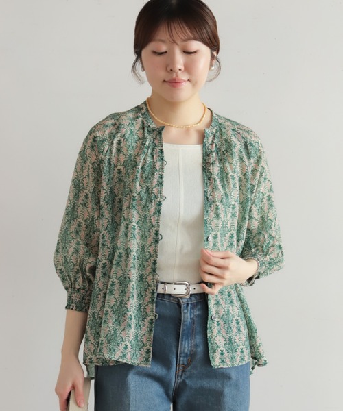 NOMBRE IMPAIR（ノンブルアンペール）の「【予約】シアーアラベスクPT　ピンタックブラウス（シャツ/ブラウス・レディース・グリーン/ブラウン・FREE）」の14枚目の写真