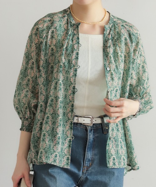 NOMBRE IMPAIR（ノンブルアンペール）の「【予約】シアーアラベスクPT　ピンタックブラウス（シャツ/ブラウス・レディース・グリーン/ブラウン・FREE）」の18枚目の写真