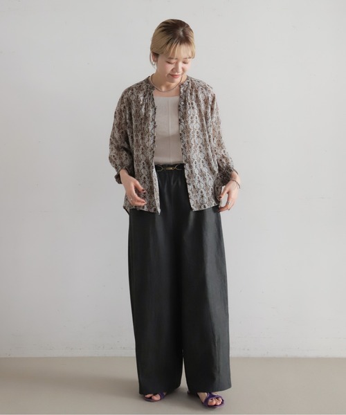 NOMBRE IMPAIR（ノンブルアンペール）の「【予約】シアーアラベスクPT　ピンタックブラウス（シャツ/ブラウス・レディース・グリーン/ブラウン・FREE）」の5枚目の写真