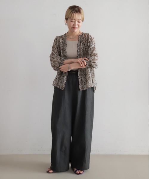 NOMBRE IMPAIR（ノンブルアンペール）の「【予約】シアーアラベスクPT　ピンタックブラウス（シャツ/ブラウス・レディース・グリーン/ブラウン・FREE）」の4枚目の写真