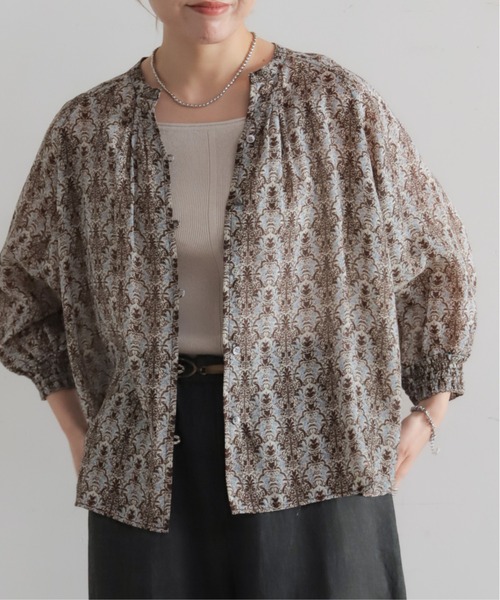 NOMBRE IMPAIR（ノンブルアンペール）の「【予約】シアーアラベスクPT　ピンタックブラウス（シャツ/ブラウス・レディース・グリーン/ブラウン・FREE）」の3枚目の写真