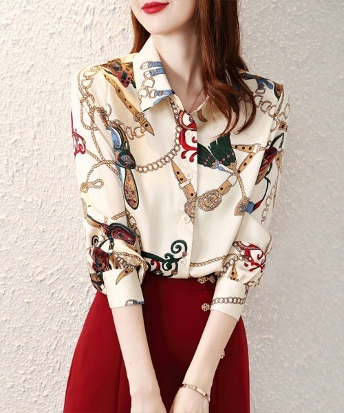 Flugge(フラッジー)の「柄プリントシャツ(シャツ/ブラウス・レディース・アイボリー・MEDIUM/LARGE)」の4枚目の写真