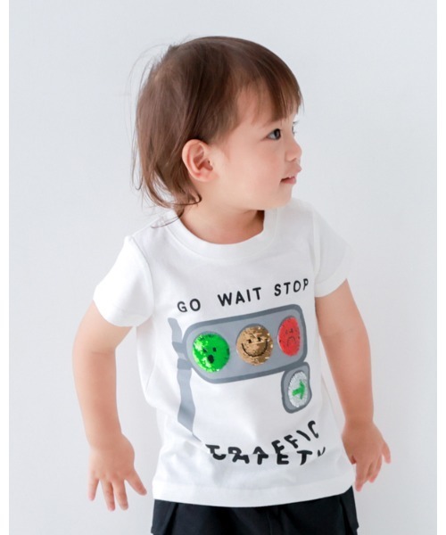 CHEEK ROOM（チークルーム）の「チークルーム 信号スパンコール Tシャツ（Tシャツ/カットソー・キッズ・ピンク/ブルー/オフホワイト・130cm/120cm/110cm/100cm/90cm/80ｃｍ）」の6枚目の写真