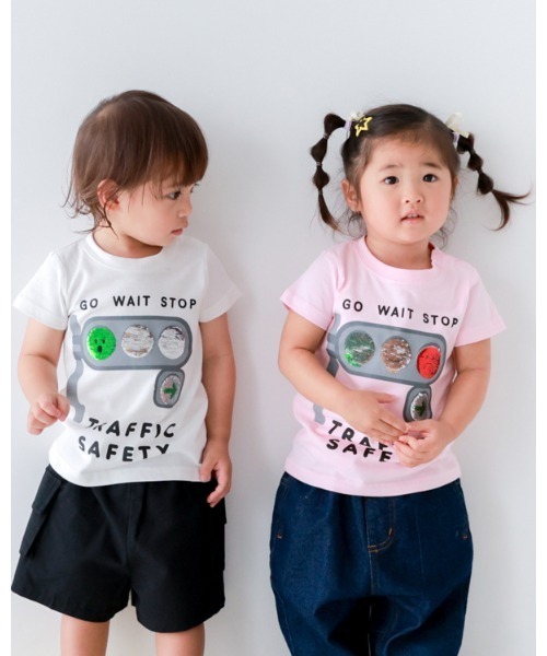 CHEEK ROOM（チークルーム）の「チークルーム 信号スパンコール Tシャツ（Tシャツ/カットソー・キッズ・ピンク/ブルー/オフホワイト・130cm/120cm/110cm/100cm/90cm/80ｃｍ）」の21枚目の写真