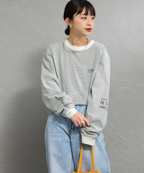 Manhattan Portage（マンハッタンポーテージ）の「[MANHATTAN PORTAGE/マンハッタンポーテージ] スカイラインロゴ ボーダー ロングスリーブTシャツ（Tシャツ/カットソー・レディース・ホワイト/ブラック・M/L/XL）」の17枚目の写真