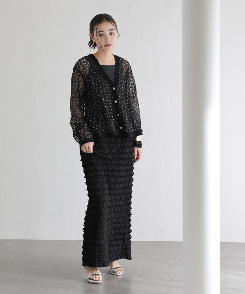 La TOTALITE（ラトータリテ）の「【洗える】フラワーレースカーディガン（カーディガン/ボレロ・レディース・ホワイト/ブラック・FREE）」の5枚目の写真