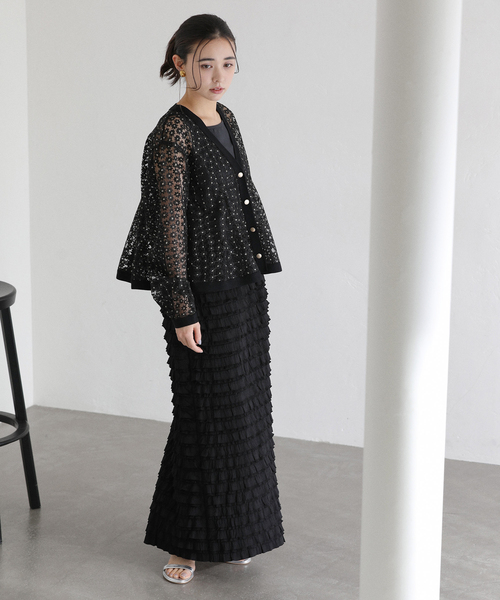 La TOTALITE（ラトータリテ）の「【洗える】フラワーレースカーディガン（カーディガン/ボレロ・レディース・ホワイト/ブラック・FREE）」の6枚目の写真