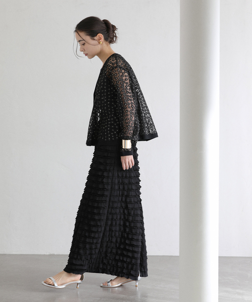 La TOTALITE（ラトータリテ）の「【洗える】フラワーレースカーディガン（カーディガン/ボレロ・レディース・ホワイト/ブラック・FREE）」の8枚目の写真