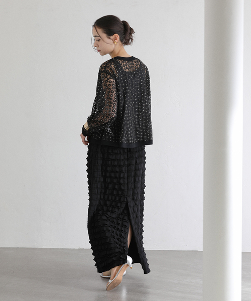 La TOTALITE（ラトータリテ）の「【洗える】フラワーレースカーディガン（カーディガン/ボレロ・レディース・ホワイト/ブラック・FREE）」の9枚目の写真