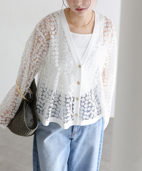 La TOTALITE（ラトータリテ）の「【洗える】フラワーレースカーディガン（カーディガン/ボレロ・レディース・ホワイト/ブラック・FREE）」の18枚目の写真