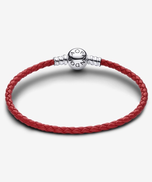 PANDORA（パンドラ）の「レッド ブレイデッド レザー ブレスレット（ブレスレット・レディース・シルバー・17.5cm/19cm）」の2枚目の写真