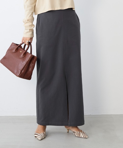 MICA&DEAL(マイカ&ディール)の「コットンチノタイトスカート〈2サイズ展開〉(スカート・レディース・グレー/ベージュ・36/38)」の10枚目の写真