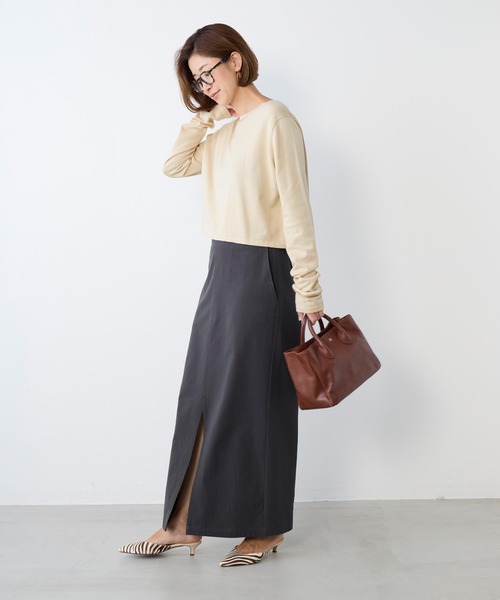 MICA&DEAL(マイカ&ディール)の「コットンチノタイトスカート〈2サイズ展開〉(スカート・レディース・グレー/ベージュ・36/38)」の12枚目の写真