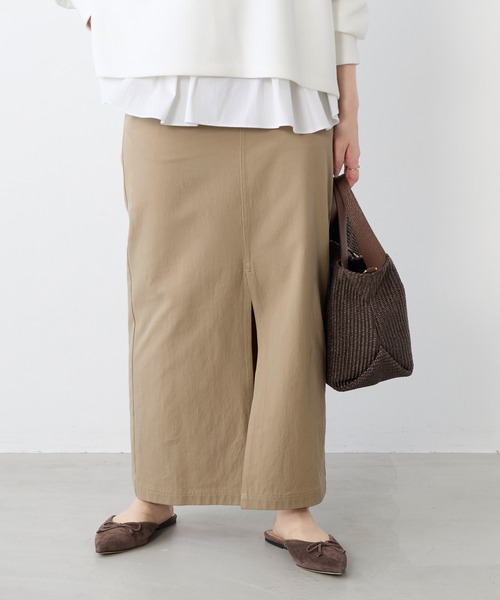 MICA&DEAL(マイカ&ディール)の「コットンチノタイトスカート〈2サイズ展開〉(スカート・レディース・グレー/ベージュ・36/38)」の5枚目の写真