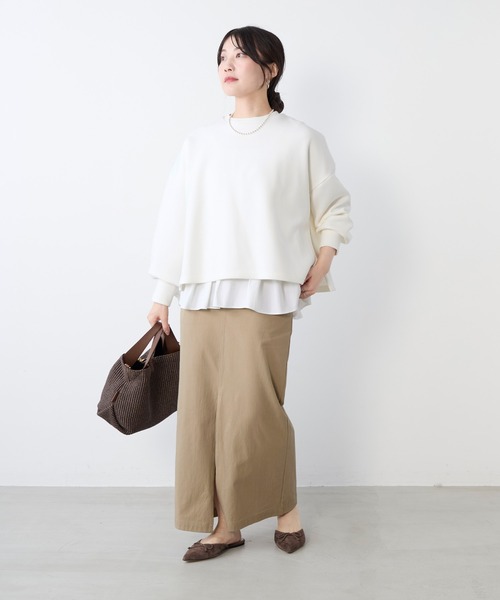 MICA&DEAL(マイカ&ディール)の「コットンチノタイトスカート〈2サイズ展開〉(スカート・レディース・グレー/ベージュ・36/38)」の7枚目の写真