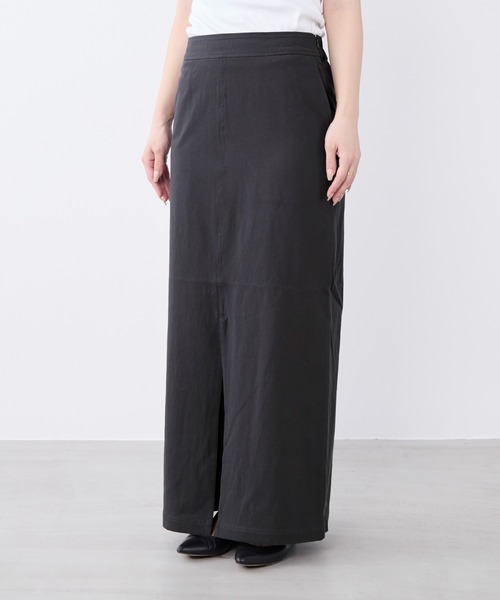 MICA&DEAL(マイカ&ディール)の「コットンチノタイトスカート〈2サイズ展開〉(スカート・レディース・グレー/ベージュ・36/38)」の4枚目の写真