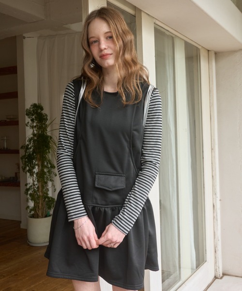 Birthday room(バースデイルーム)の「フード付きスウェットワンピ/Hooded sweatshirt dress(ワンピース・レディース・ブラック/グレー・FREE)」の8枚目の写真