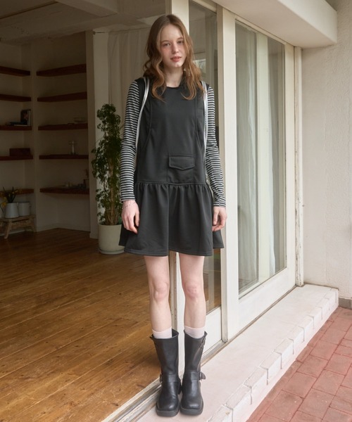 Birthday room(バースデイルーム)の「フード付きスウェットワンピ/Hooded sweatshirt dress(ワンピース・レディース・ブラック/グレー・FREE)」の10枚目の写真