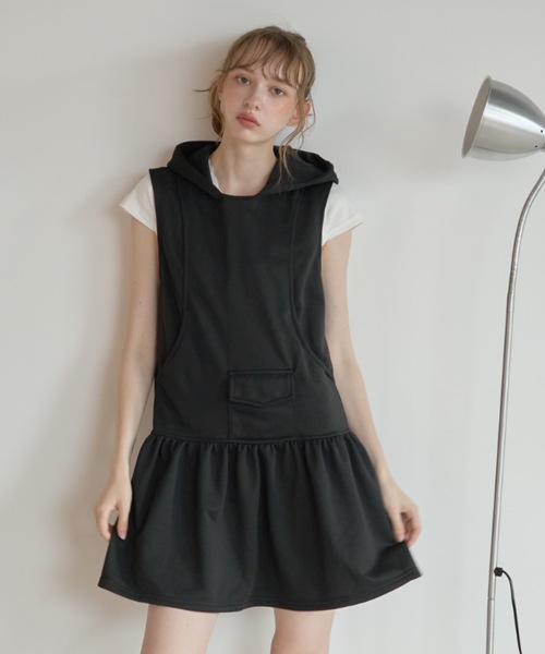 Birthday room(バースデイルーム)の「フード付きスウェットワンピ/Hooded sweatshirt dress(ワンピース・レディース・ブラック/グレー・FREE)」の8枚目の写真