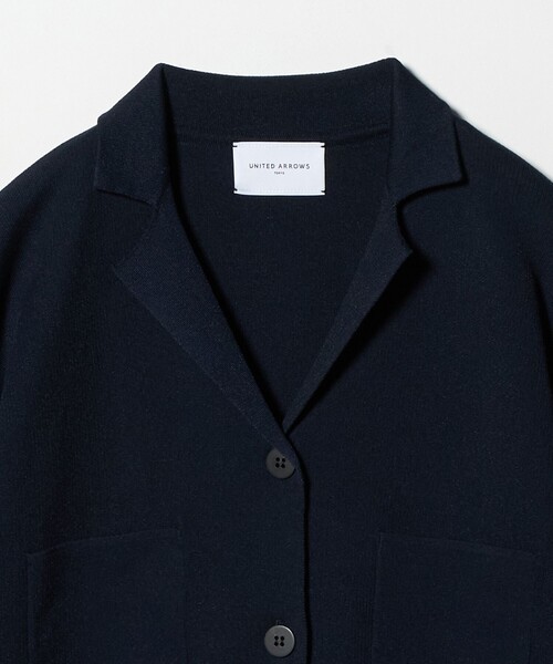 UNITED ARROWS（ユナイテッドアローズ）の「ジャケットライク ニットカーディガン ‐ウォッシャブル‐（カーディガン/ボレロ・レディース・ネイビー/オフホワイト/イエロー・FREE）」の5枚目の写真