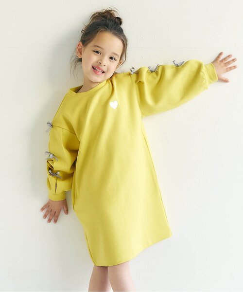apres les cours(アプレレクール)の「袖リボンワンピース(ワンピース・キッズ・グレー/ブラック/イエロー・80/90/100/110/120/130/140)」の1枚目の写真