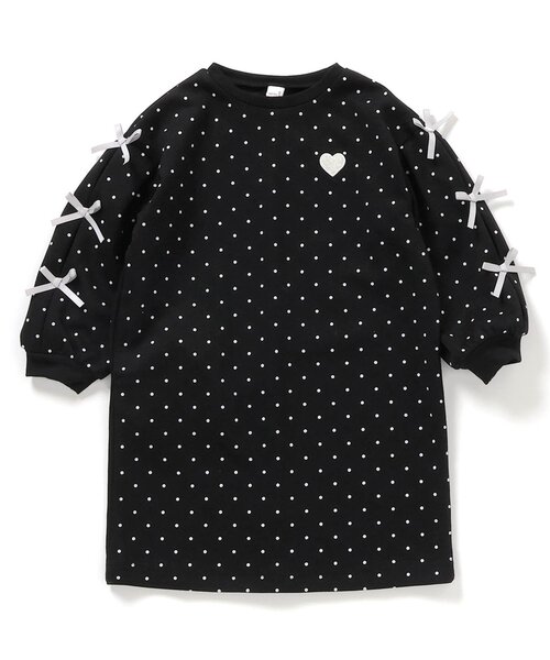 apres les cours(アプレレクール)の「袖リボンワンピース(ワンピース・キッズ・グレー/ブラック/イエロー・80/90/100/110/120/130/140)」の2枚目の写真